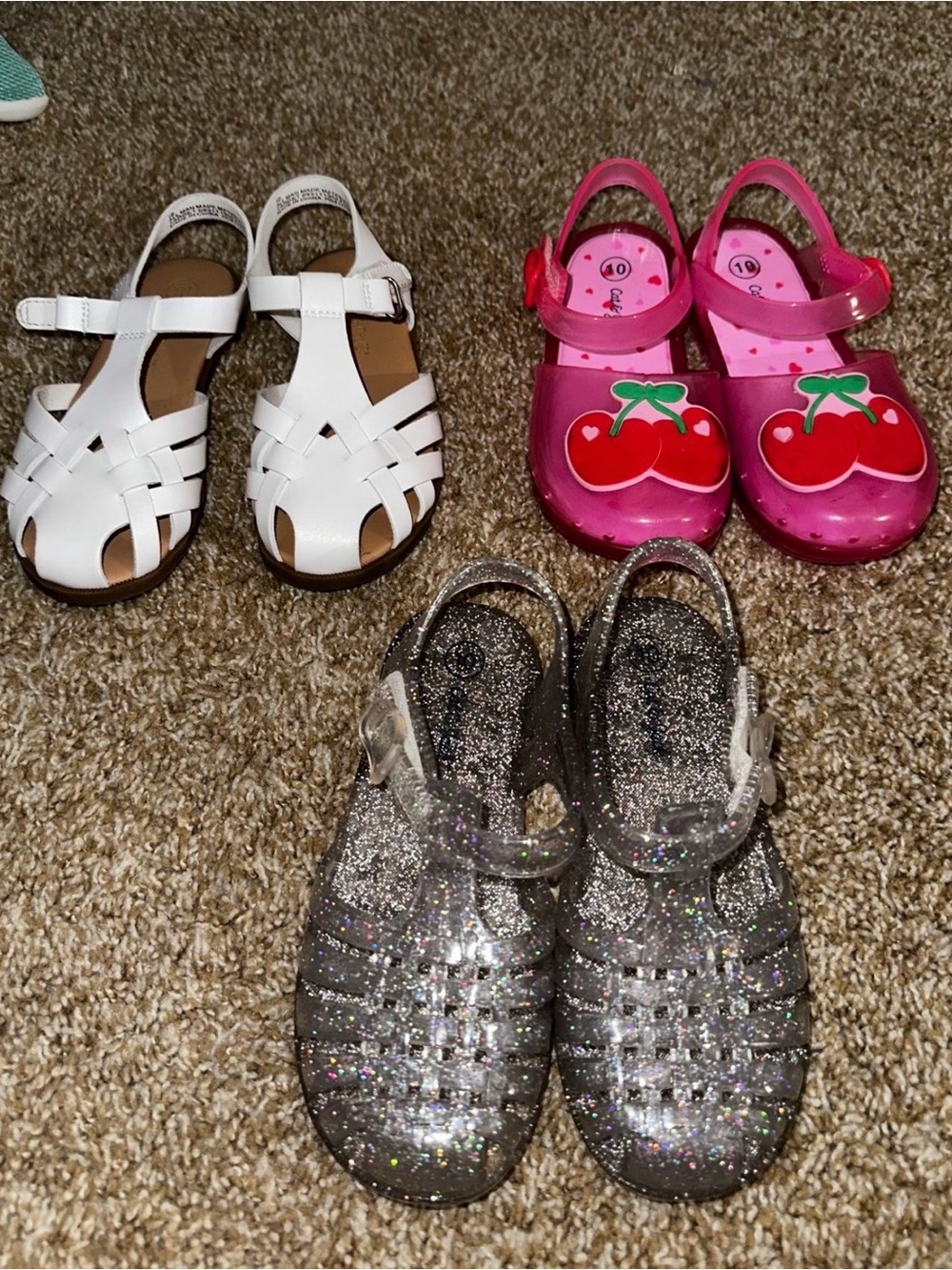 Kids Glitter Jelly Sandals - Silver